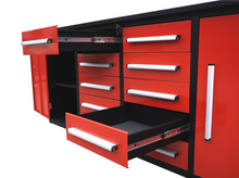 Load image into Gallery viewer, 10 DRAW, 2 CUPBOARD RED WORK BENCH! AVAILABLE NOW!
